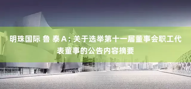 明珠国际 鲁 泰Ａ: 关于选举第十一届董事会职工代表董事的公告内容摘要